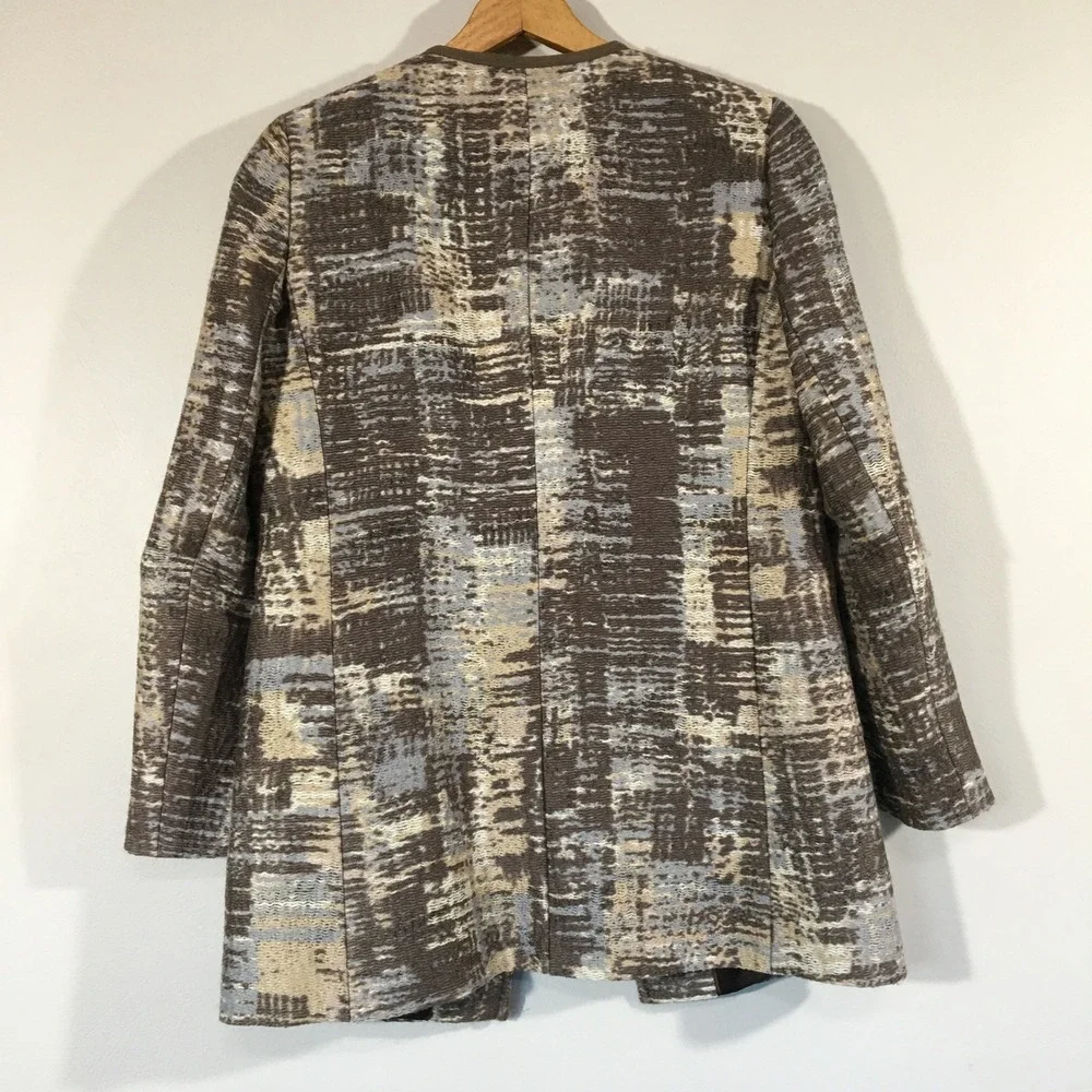 Lafayette 148 New York Open Front Jacket Size 2 Brown Blue Beige Tweed Career - Picture 2 of 7
